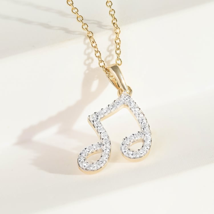 Zlatý přívěsek s lab-grown diamantem ve tvaru noty 164902