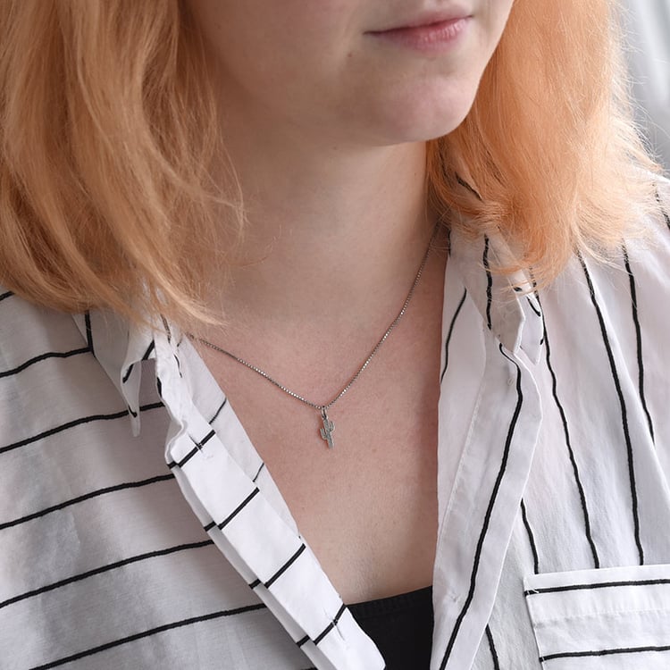 Stříbrný náhrdelník ve tvaru kaktusu Pointy 70778