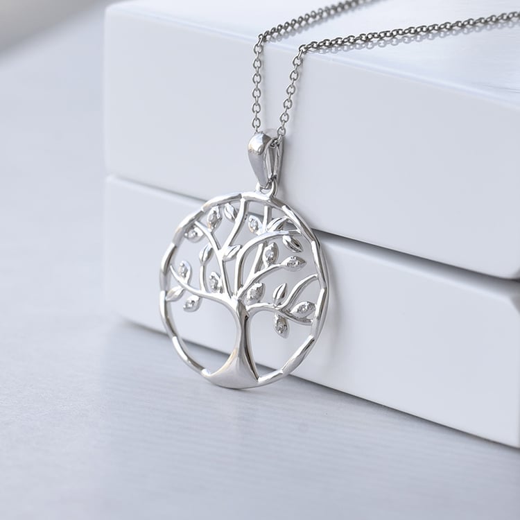 Stříbrný strom života s lab-grown diamanty Eudora 104228