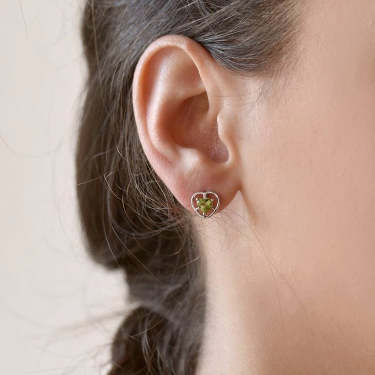 Srdíčkové stříbrné náušnice s olivíny Edwa 106991