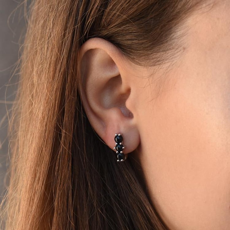 Stříbrné náušnice s onyxy 49297