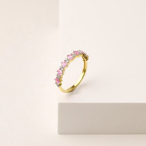 Half-eternity prsten ze zlata s růžovými turmalíny a lab-grown diamanty Jamil