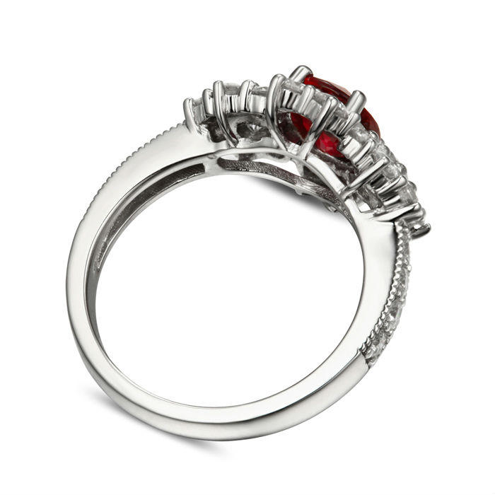 Zlatý prsten osázení diamanty a rubínem 2487