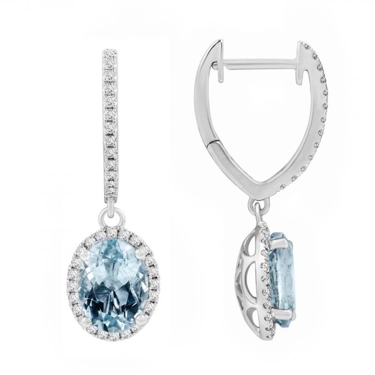 Zlaté náušnice s akvamaríny a diamanty 27478