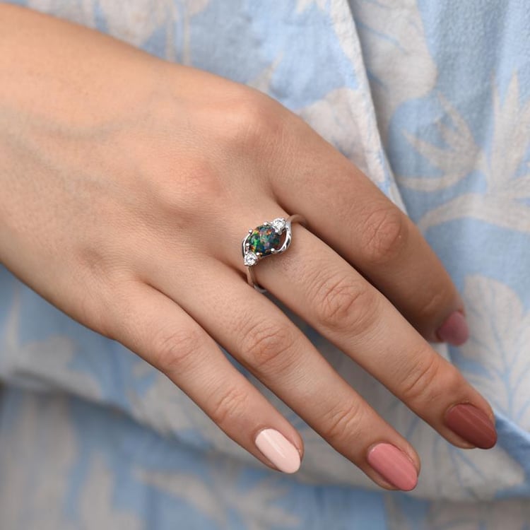 Stříbrný prsten s černým opálem Palmelyne 46513