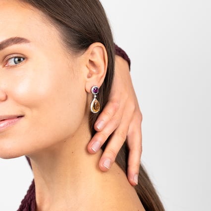 Náušnice s citríny a ametysty Mahal