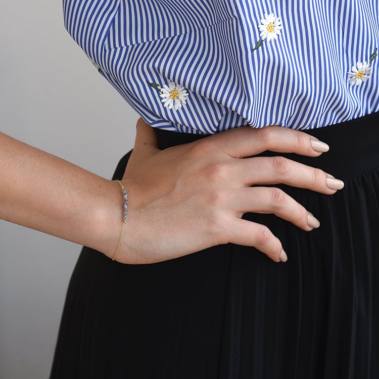 Zlatý náramek s růžovými nebroušenými diamanty 69513