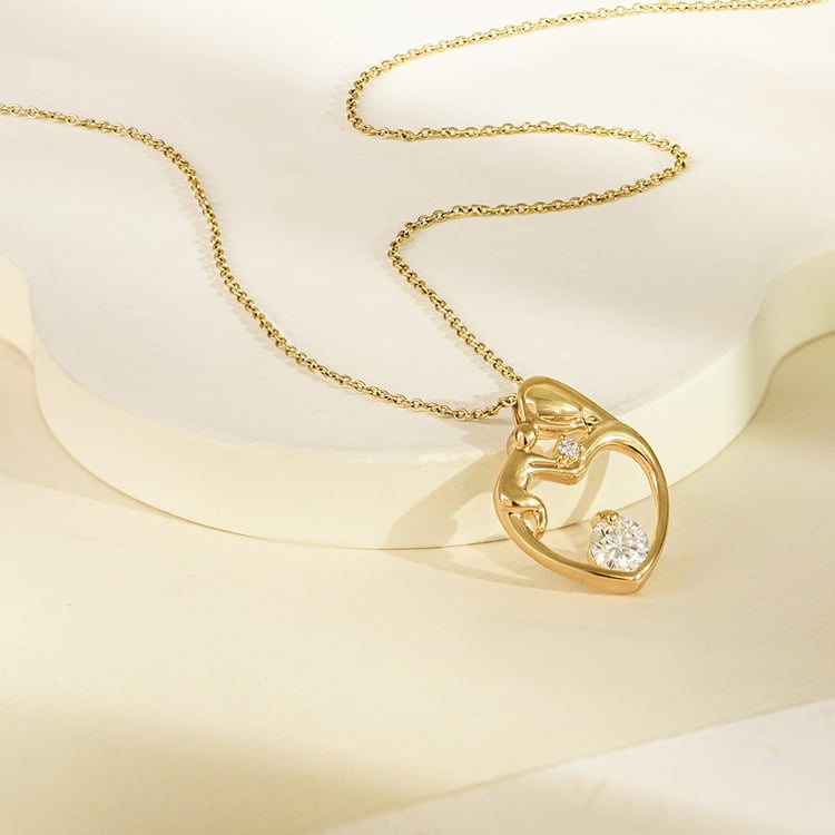 Přívěsek matka a dítě s moissanitem a lab-grown diamantem Ella 161659