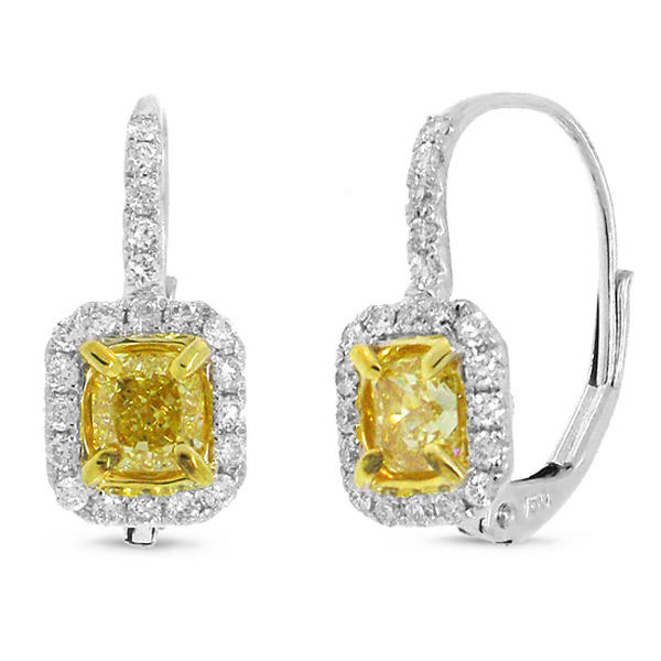 Zlaté náušnice se žlutými diamanty