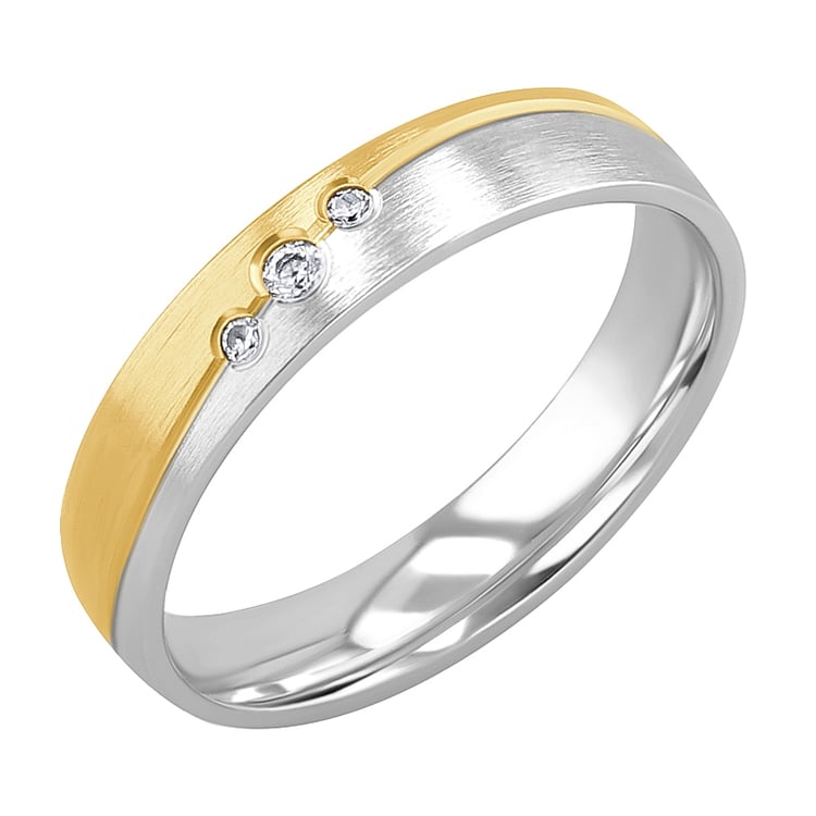 Zlaté snubní prsteny ze zlata se třemi diamanty Brennan 125758