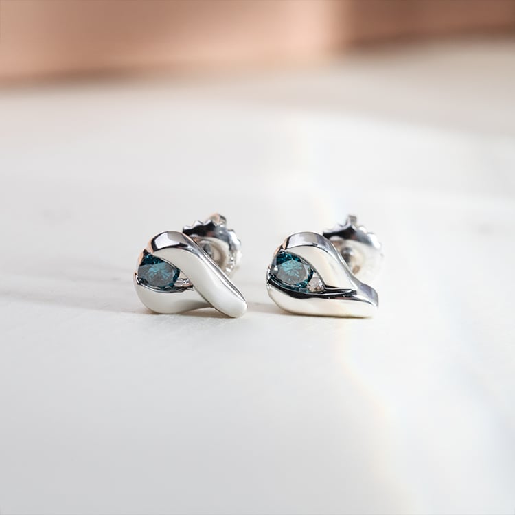 Platinový set minimalistických šperků s modrými diamanty Hinto 152087