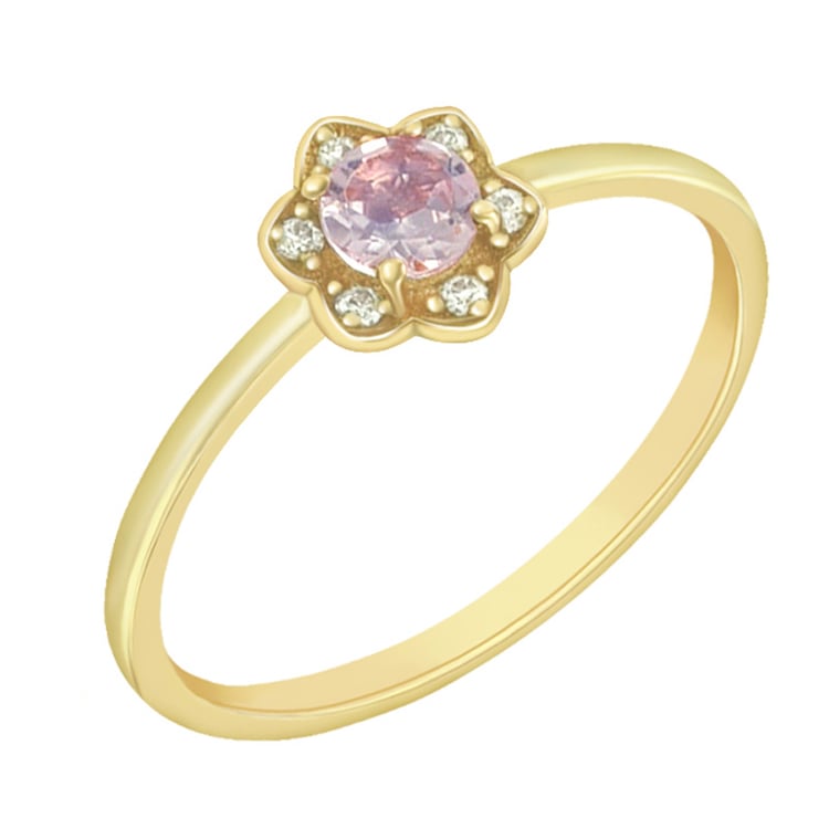 Zlatý zásnubní prsten s morganitem a moissanity 73676