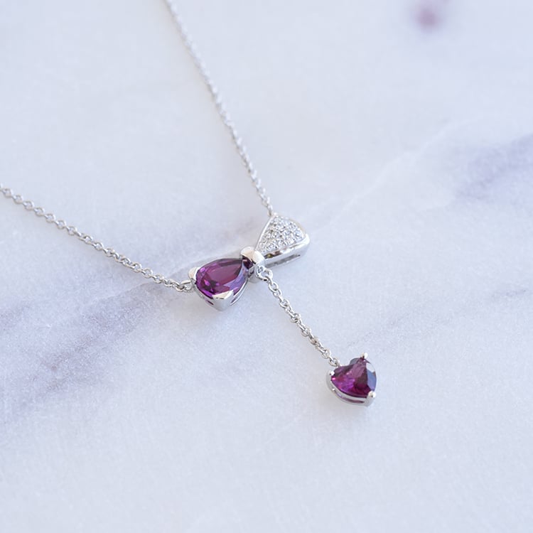 Náhrdelník s rhodolit granáty a diamanty 87390