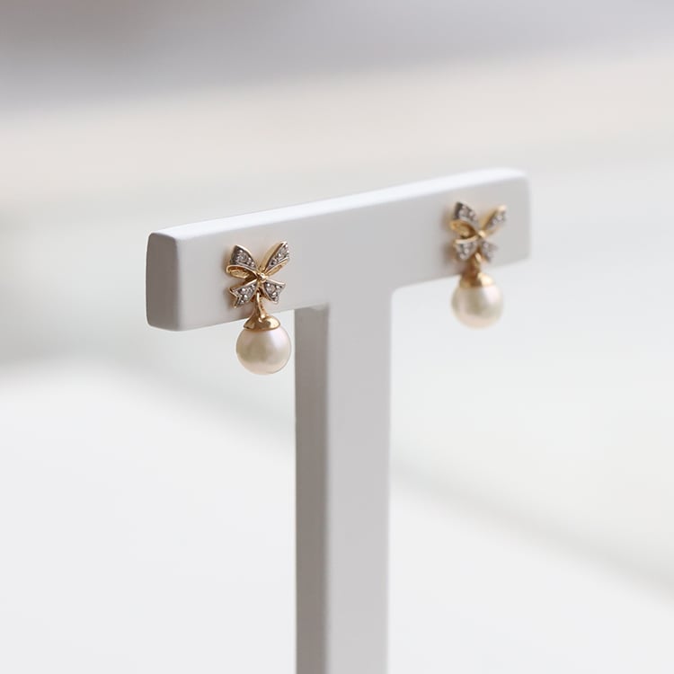 Náušnice se zlatými mašlemi 74123