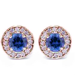 Safírové náušnice s halo osazenými diamanty Idelle
