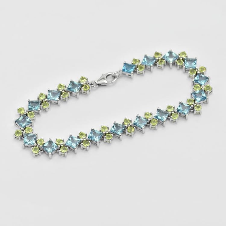 Stříbrný náramek s topazy a olivíny 5441