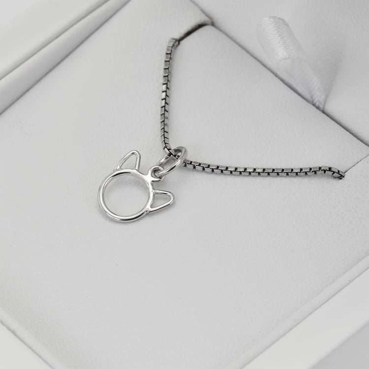 Stříbrný náhrdelník ve tvaru kočky 38434