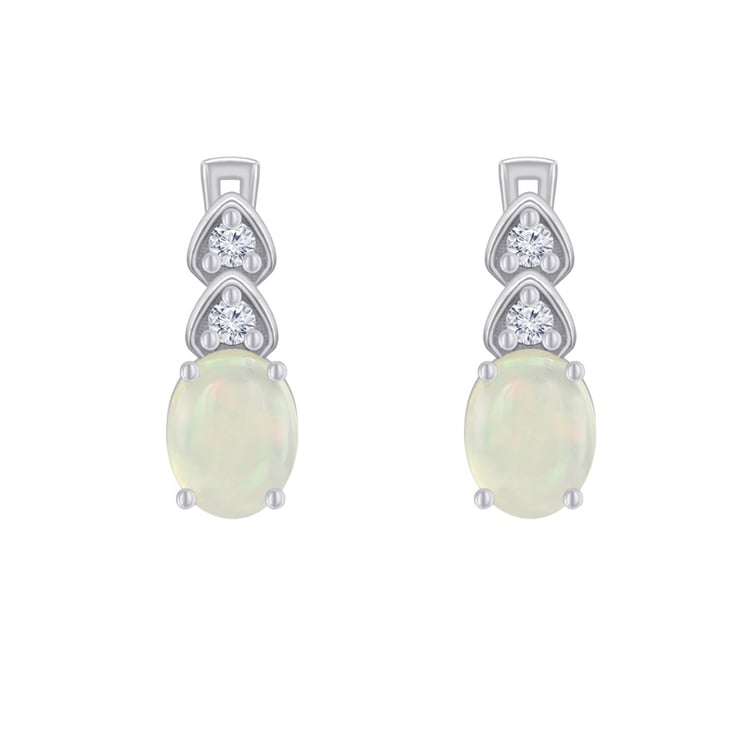 Stříbrné visací náušnice s opály a zirkony Glory