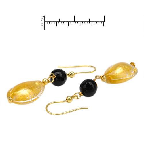 Pozlacené náušnice s onyxem 1379