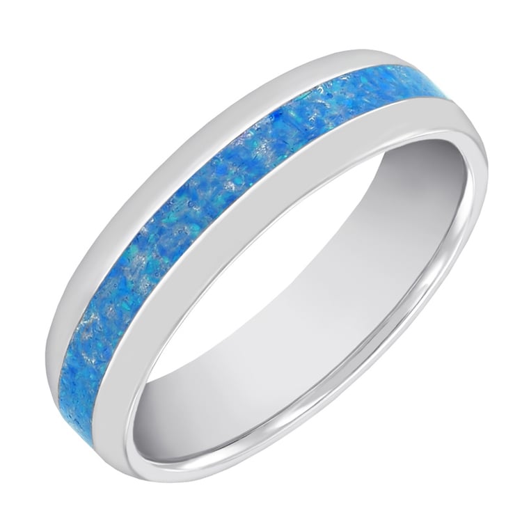 Dámský prsten s modrou opálovou výplní 63197