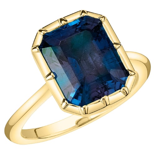 Zlatý bezel prsten s emerald lab-grown alexandritem Moly