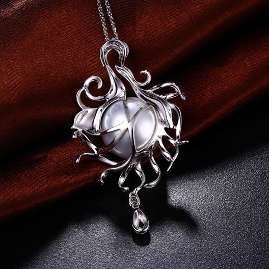 Perlový zlatý náhrdelník s diamanty 12889