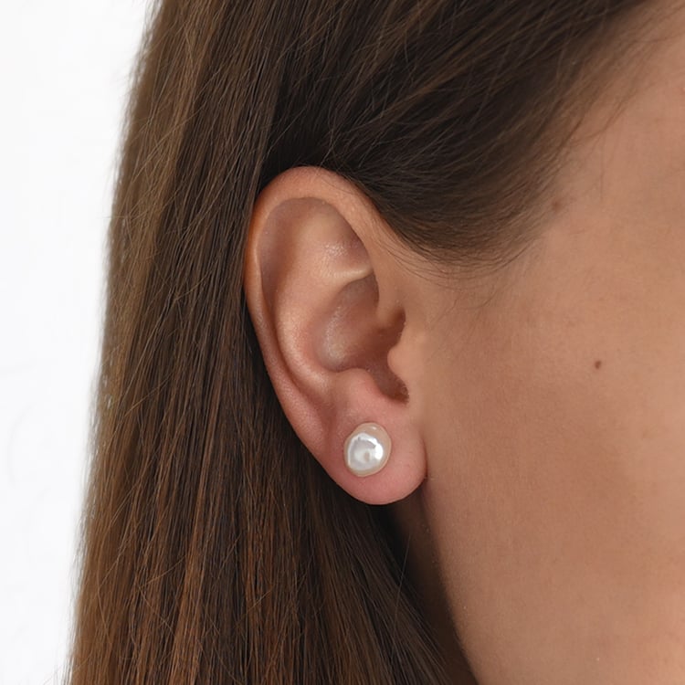 Stříbrné napichovací náušnice s přírodními perlami 61276