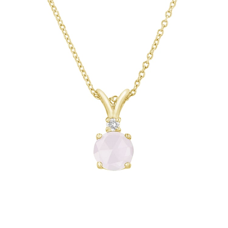 Přívěsek ze žlutého zlata s růženínem a diamantem