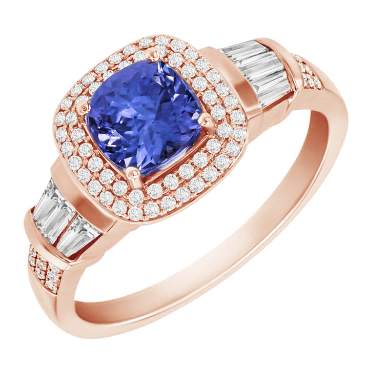 Zlatý prsten s cushion tanzanitem 88817