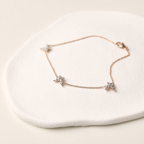 Řetízkový náramek s motýlky z přírodních diamantů Nagendra