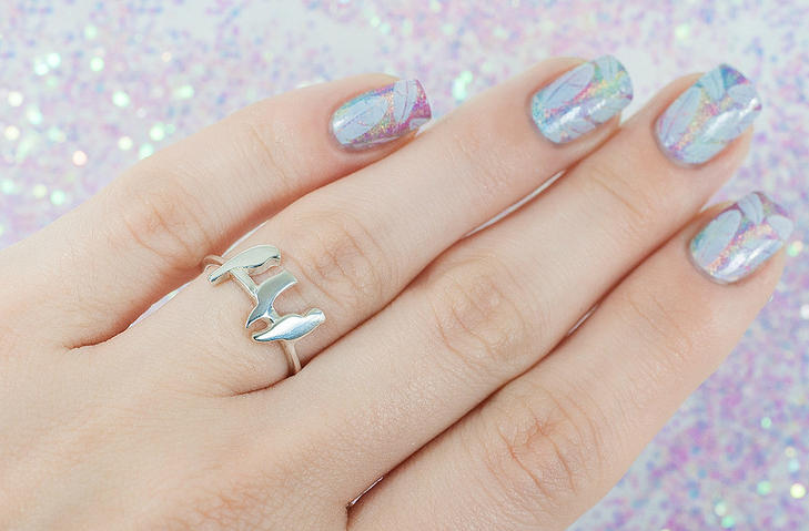 Něžný stříbrný prstýnek s ptáčky 10041