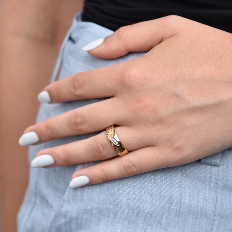 Snubní prsteny z vícebarevného zlata s diamanty 33438