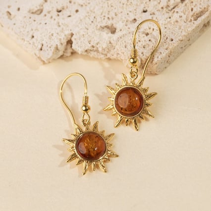 Stříbrné jantarové náušnice Nikolas