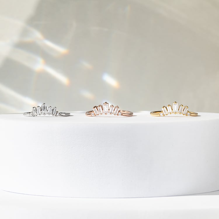 Vykrojený prsten s baguette diamanty Domenic 141476