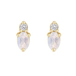 Zlaté cluster náušnice s měsíčními kameny a diamanty Herve