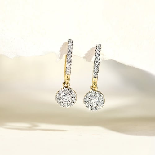 Zlaté kruhové náušnice s 0.09ct lab-grown diamantem Namita
