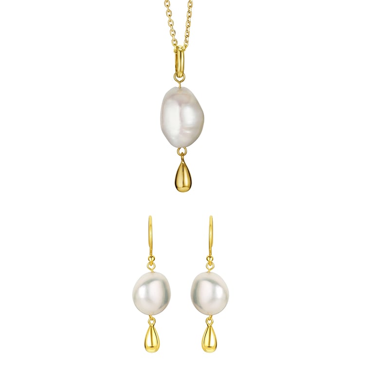 Pozlacená perlová kolekce šperků Minahil