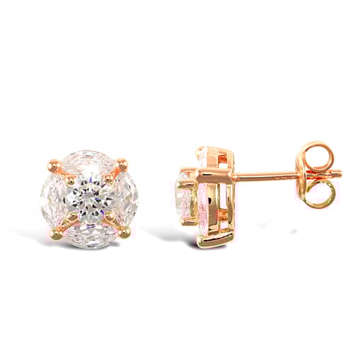 Stříbrné pozlacené náušnice se zirkony Daliva