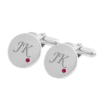 Manžetové knoflíčky ze stříbra s gravírem a rubíny Fanny
