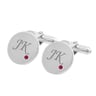 Manžetové knoflíčky ze stříbra s gravírem a rubíny Fanny