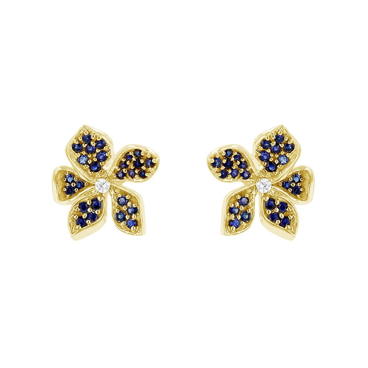 Květinové náušnice se safíry a diamanty 83076
