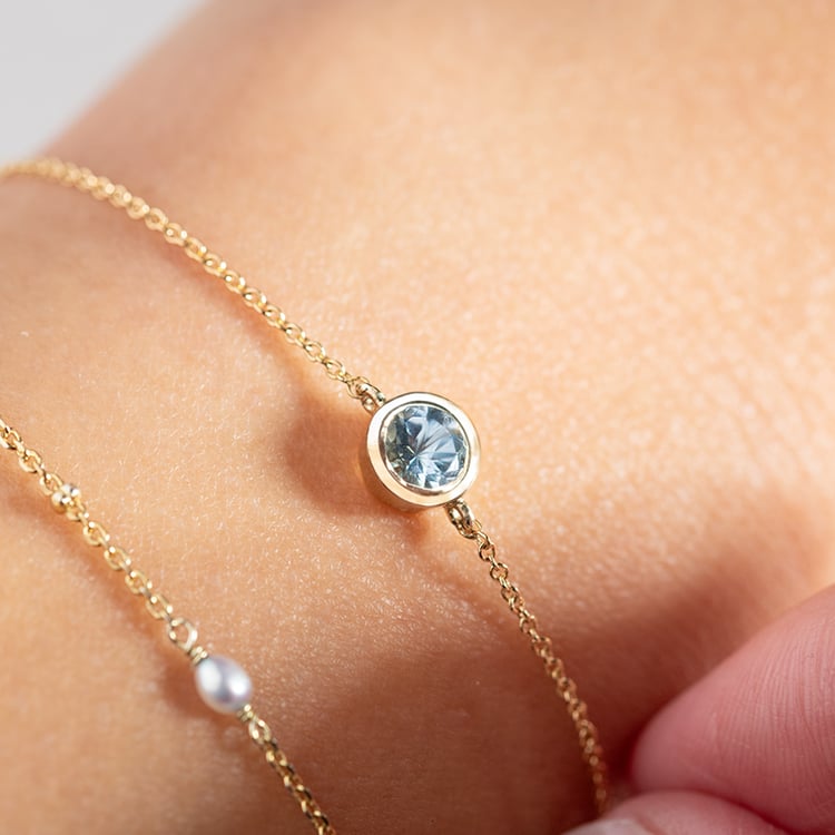 Zlatý náramek s akvamarínem Arleth 149122