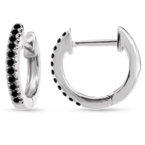 Zlaté kruhové náušnice s černými diamanty Heddi 28652