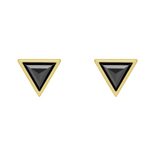 Zlaté náušnice s černými triangle diamanty Bonieta