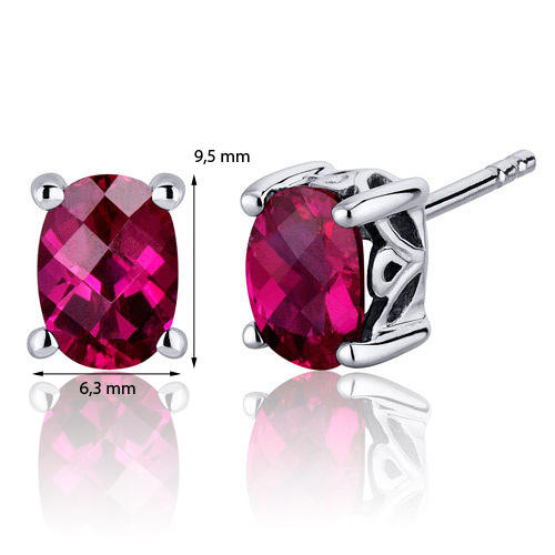 Oválné rubíny ve stříbrných peckách 4134