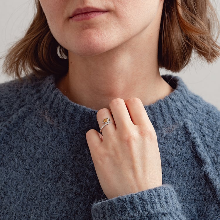 Atypický zlatý prsten s marquise salt and pepper diamantem Tulio 132783