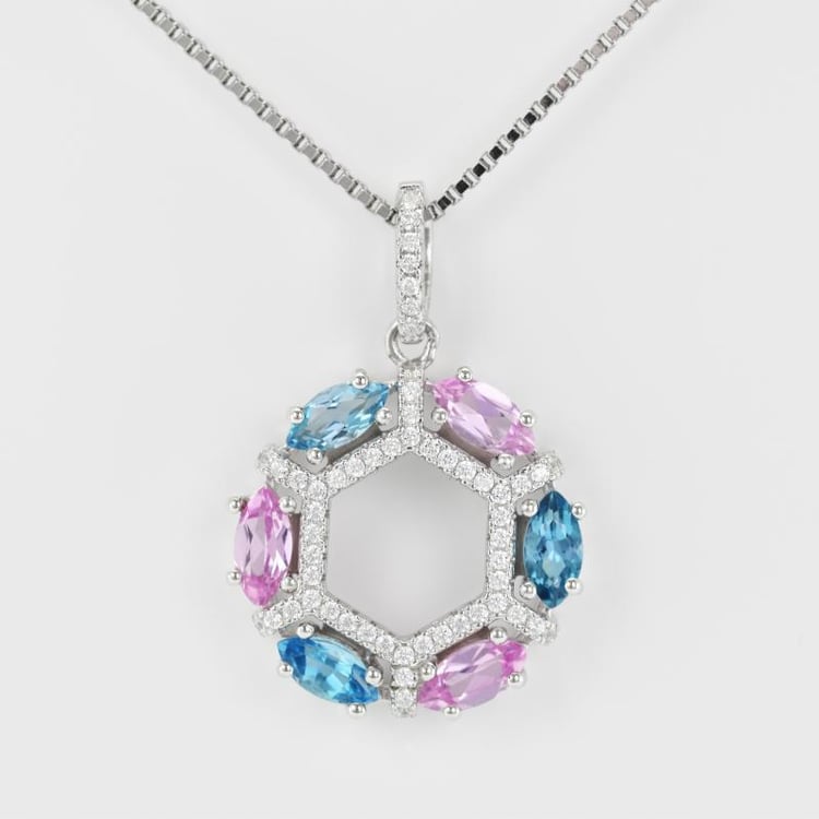 Náhrdelník se safíry a topazy 15126