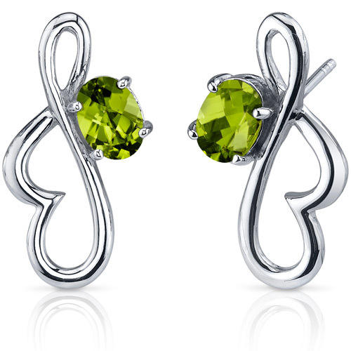 Náušnice s olivíny ze stříbra