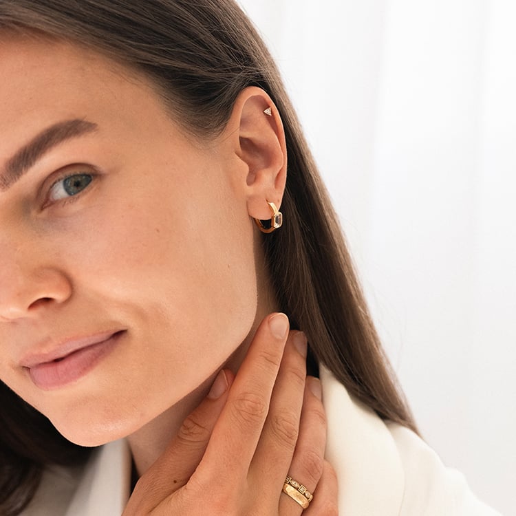 Mini náušnice s trillion lab-grown diamantem Manzo 145415