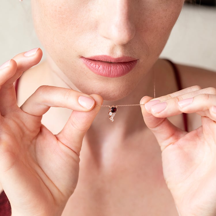 Set cluster šperků s českými granáty, morganity a moissanity Ester 146896